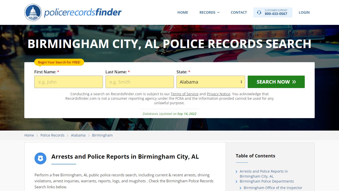 BIRMINGHAM CITY, AL POLICE RECORDS SEARCH - RecordsFinder